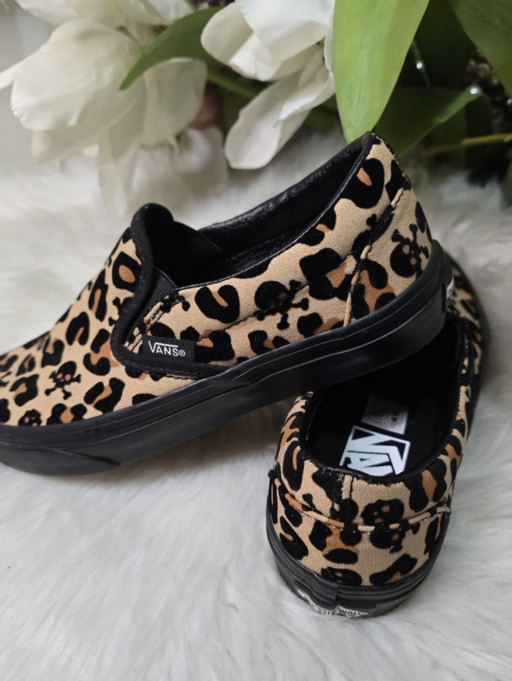 Vans Unisex Classic Slip On Canvas Skate Skulls leopard womens Shoes New - Picture 5 of 6